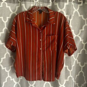 Forever 21 Red striped short sleeve button down